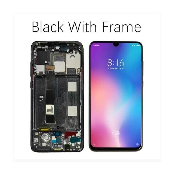 Pantalla con MARCO Xiaomi Mi9 OLED  NEGRO (LCD/display + digitalizador/táctil) 