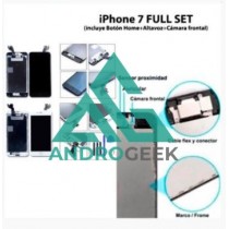 Pantalla iPhone 7 FULL SET NEGRA (con componentes) (incluye Botón Home + Altavoz + Cámara frontal)  (LCD + táctil) 