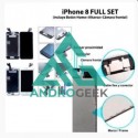 Pantalla iPhone 8 FULL SET NEGRA con componentes (incluye Botón Home + Altavoz + Cámara frontal)  (LCD + táctil) 