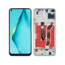 Pantalla con MARCO Huawei P40 LITE Nova 6SE PLATA calidad PREMIUM (LCD/display + digitalizador/táctil)