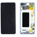 Pantalla con MARCO plata Samsung  S10 PLUS SM-G975F OLED 2  (LCD/display + digitalizador/táctil) 