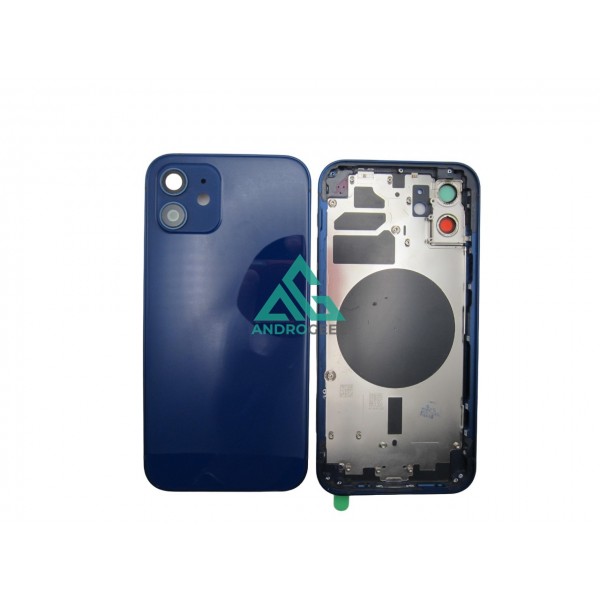 Carcasa chasis iPhone 12 AZUL sin logo tapa trasera iPhone 12 PREMIUM