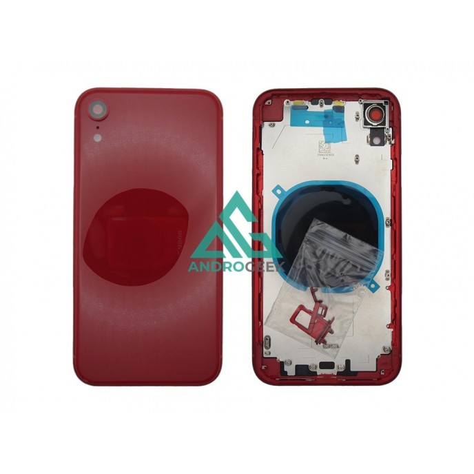 Tapa Chasis iPhone XR ROJA sin logo Carcasa Central Marco y Tapa Trasera