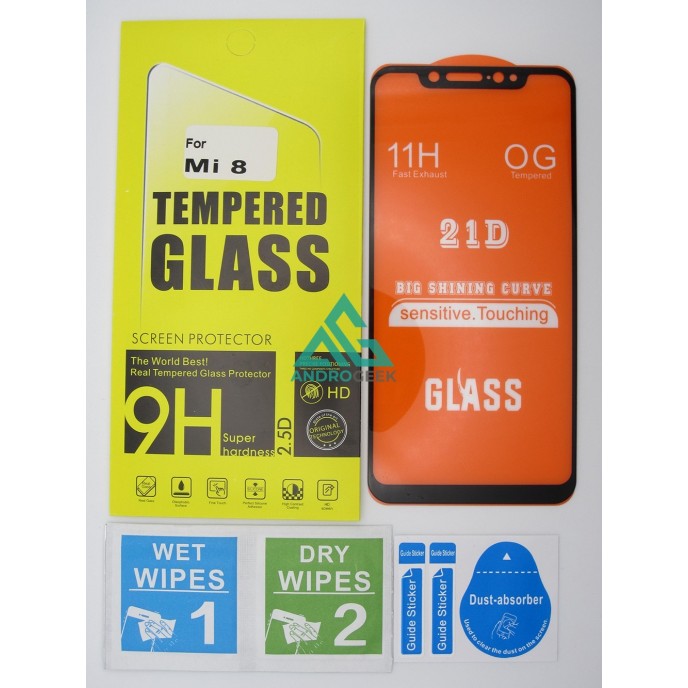 Cristal templado 3D 5D Xiaomi Mi 8 protector pantalla 21D